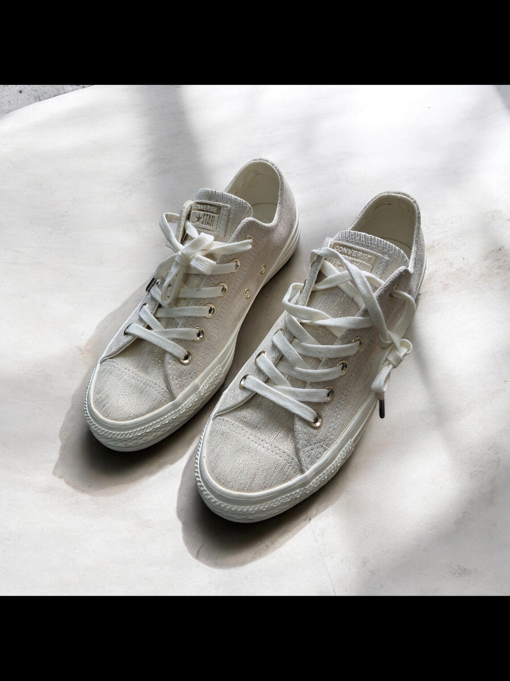 Converse Women's White Low-Top Canvas Sneakers with Metal Eyelets